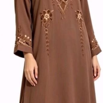 Gamis Bordir Mewah Cokelat Elegan