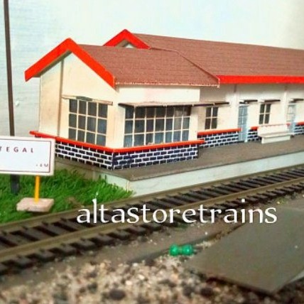 Miniatur Kereta api papan nama stasiun