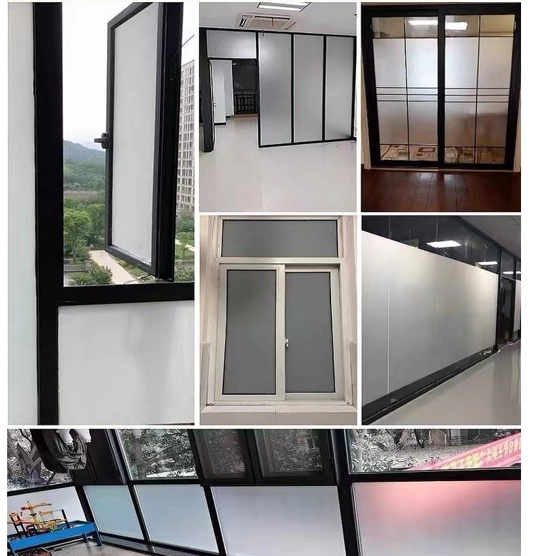 Stiker Kaca Jendela Kantor Rumah Buram/Stiker Kaca Sandblasted/Stiker Anti Mengintip Bebas Lem