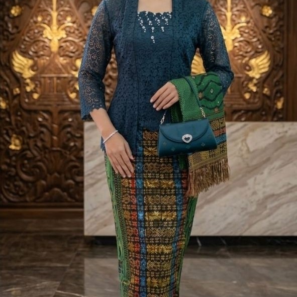 Blus brokat hoki premium+rok panjang selendang