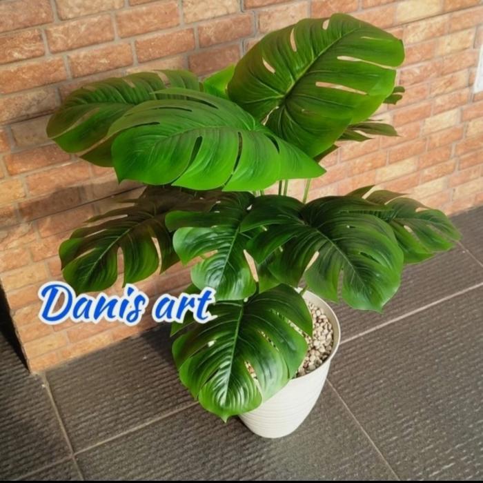 keladi jumbo palsu/ tanaman plastik/ keladi hias/ Tanaman artificial - Hijau monstera