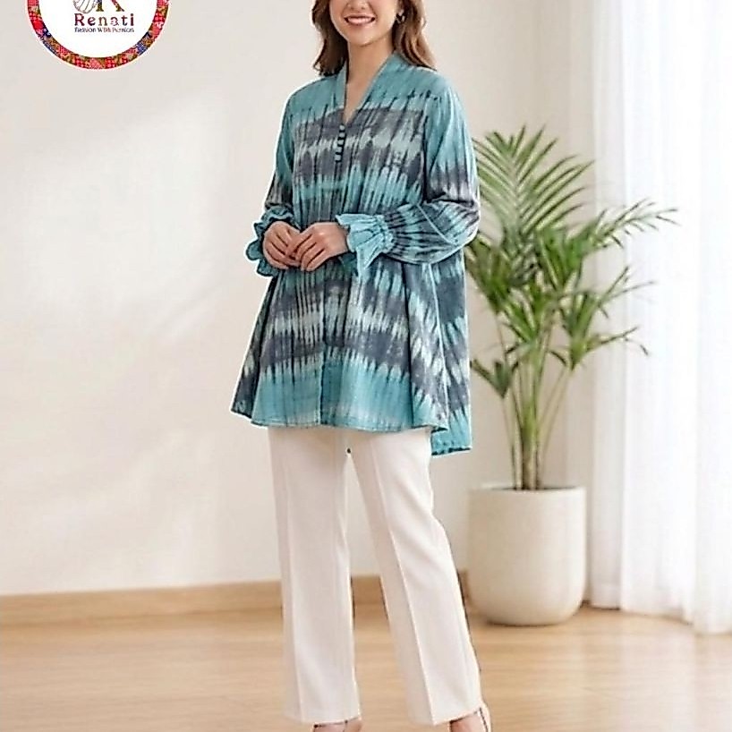 Tunik Shibori Top, Atasan Batik Wanita Elegan - Model Batik Modern