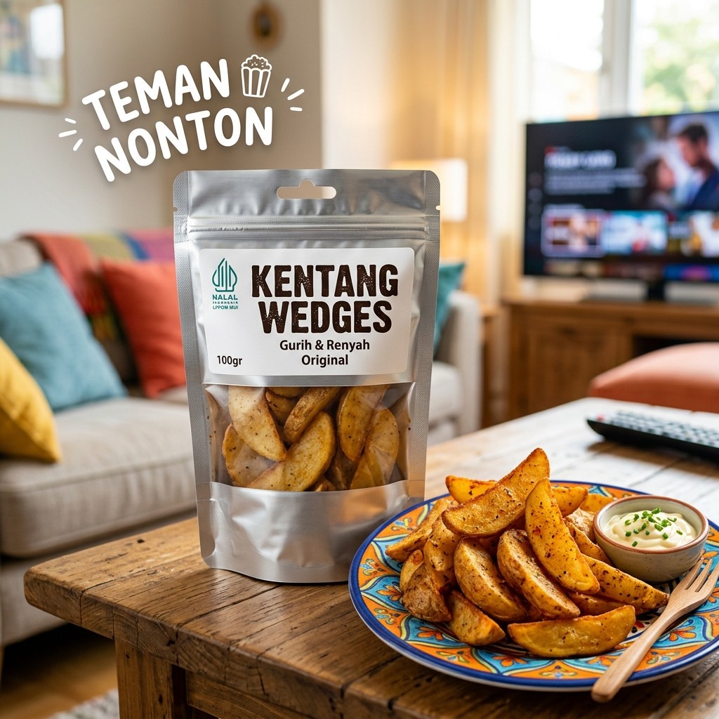 Keripik Sayuran Kering Kentang Wedges 100gr - Kripik Snack Sehat - Camilan Diet Gurih Crispy