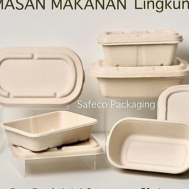Safeco Bagasse Lunch Box Dus Catering Bento Kotak Kemasan Tempat Makan Katering Packaging Kemasan Ma