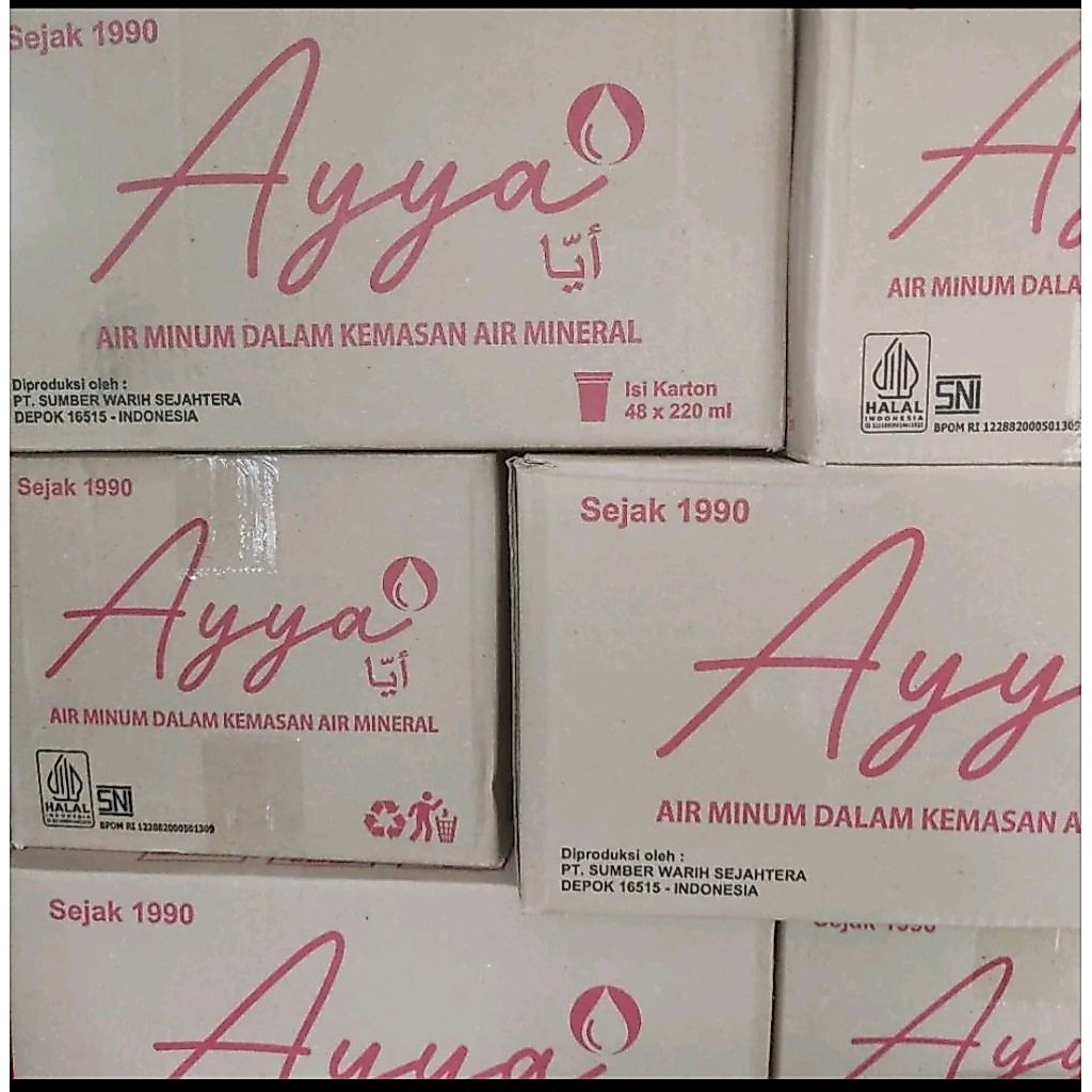 Air Minum Ayya Mineral 220 ML Air Gelas 1 Dus