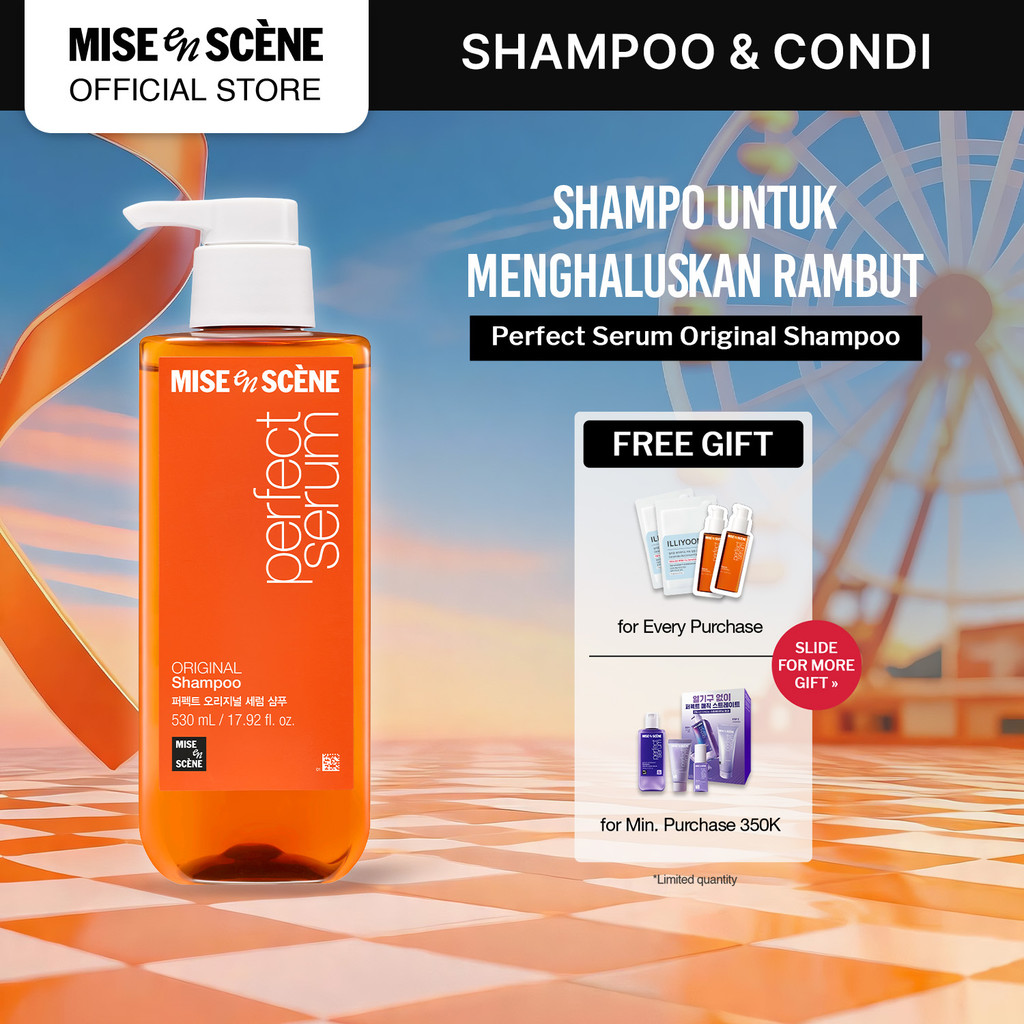 mise en scene Perfect Serum Original Shampoo 530ml - Shampoo Rambut Rusak Melembutkan Tanpa Kusut An