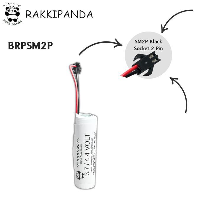 RakkiPanda Baterai Universal Li-ion 18650 RC Radio Control / Speaker Active Soket SM 2P Hitam 2 PIN 
