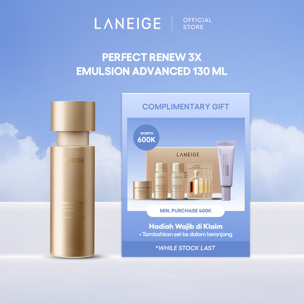 LANEIGE Perfect Renew 3X Emulsion Advanced 130 mL - Lotion Anti Aging, Skincare untuk Mengencangkan 