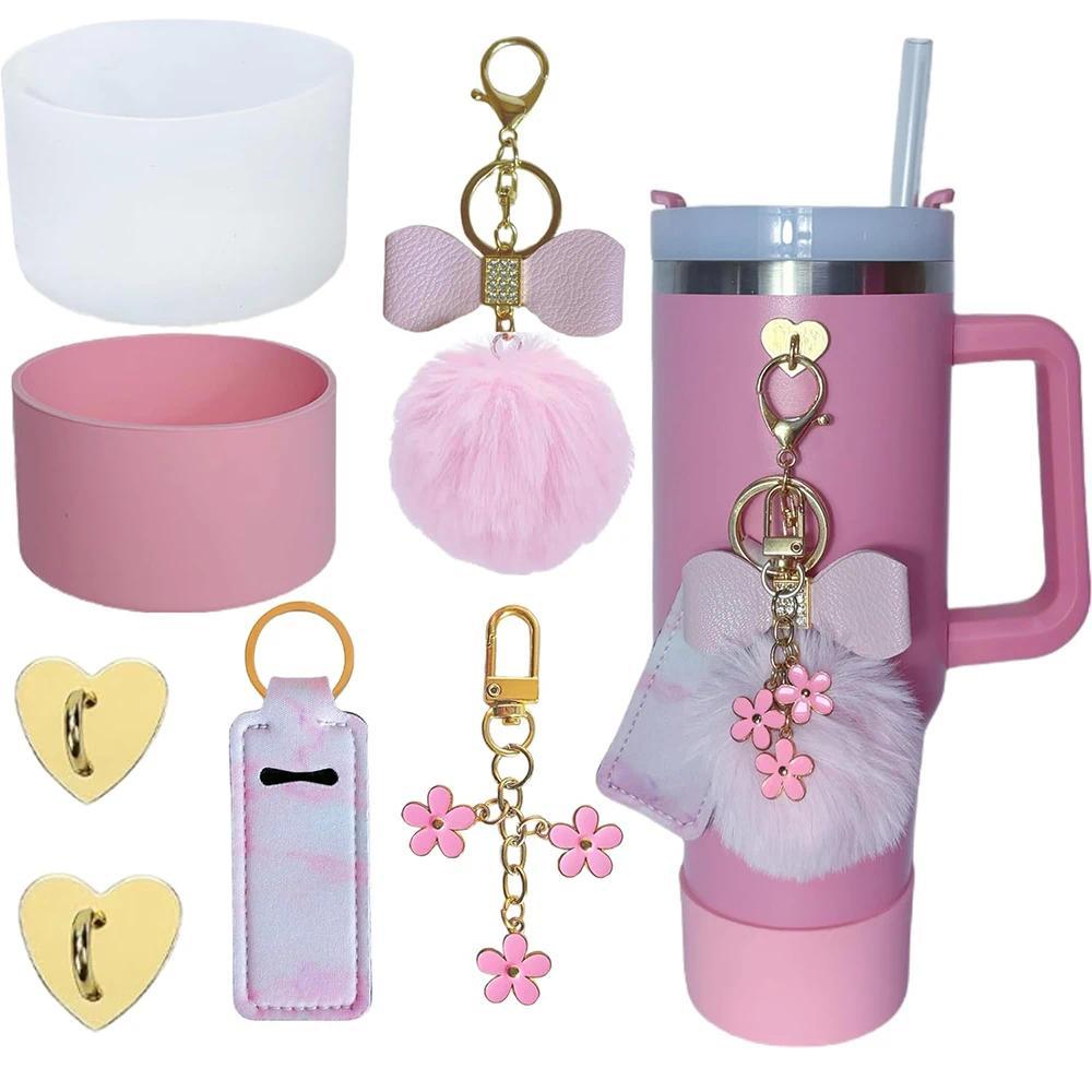 7pcs Accessories for Stanley Cup,2 Silicone Boots 2 Hooks,2 arms and Lipstick Holder Bag for Stanley