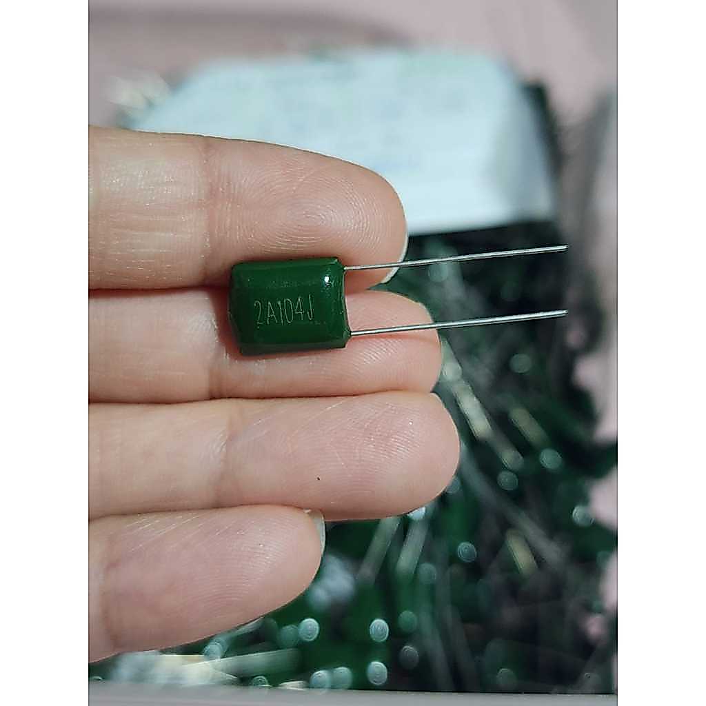 (Harga 10pcs) Kapasitor Milar Hijau 104 Milar 100V Capasitor 104 Kapasitor Hijau 104 Milar 104  Kapa