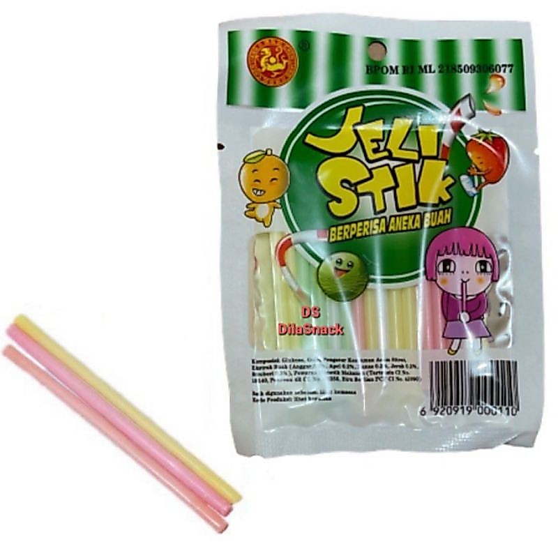 PERMEN JELI STIK  3 bungkus JELLY STICK BENTUK SEDOTAN KECIL  JAJAN JADUL LAWAS JADOEL