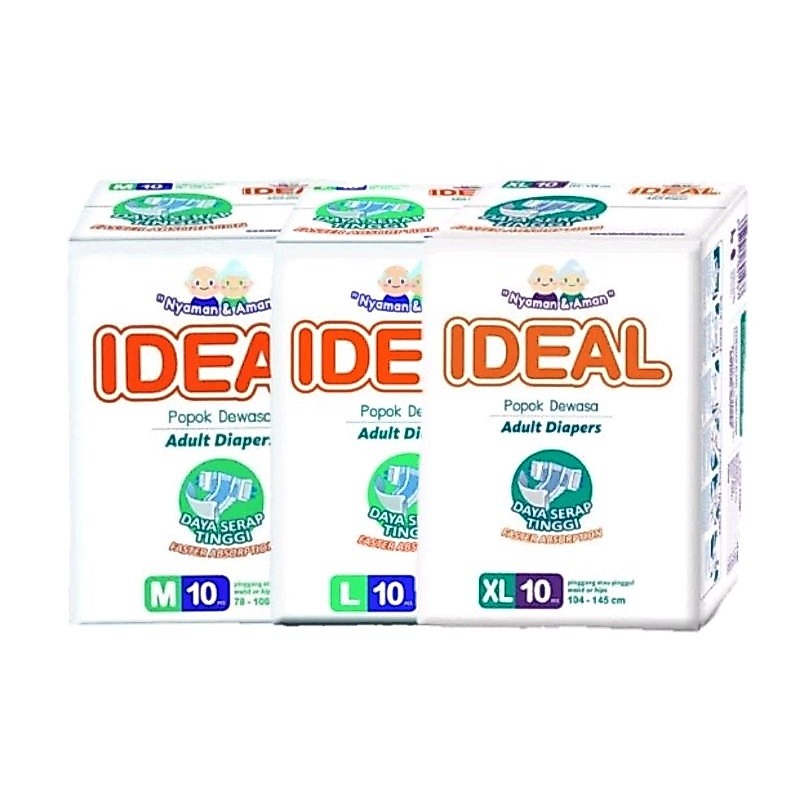 Ideal Popok Dewasa Tipe Perekat - Adult Diapers M8 - L7 - XL6 - WNN Shop Hemat