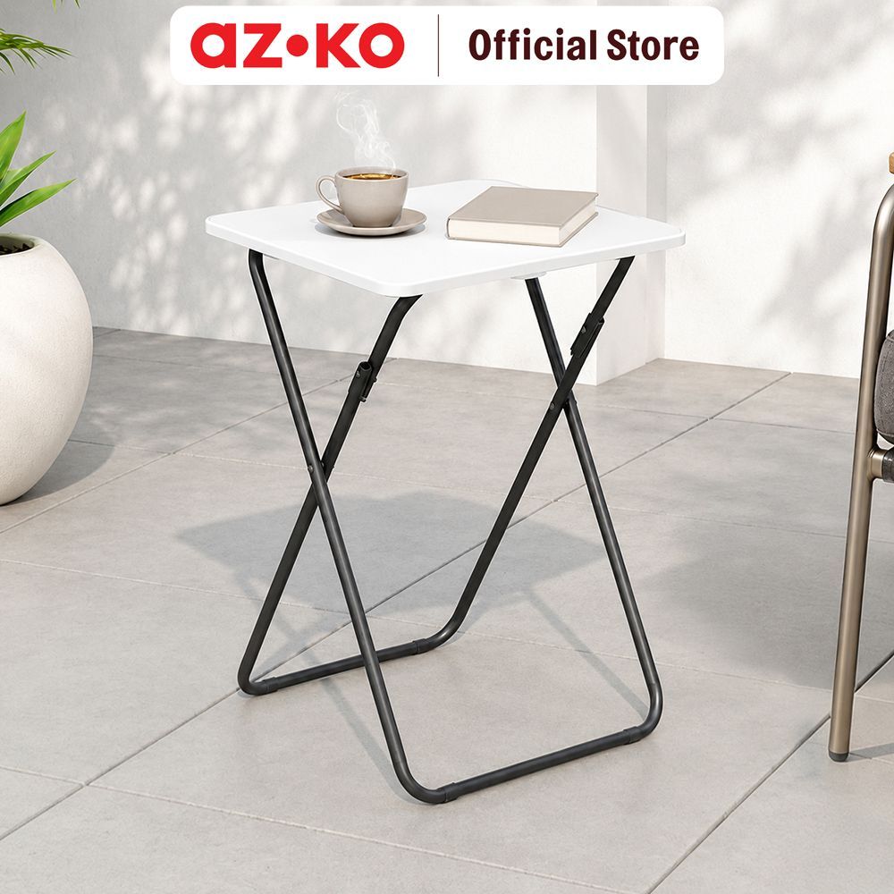 AZKO Krisbow Meja Lipat Personal - Putih/Abu-Abu Meja Serbaguna Folding Table Multifunctional Foldab