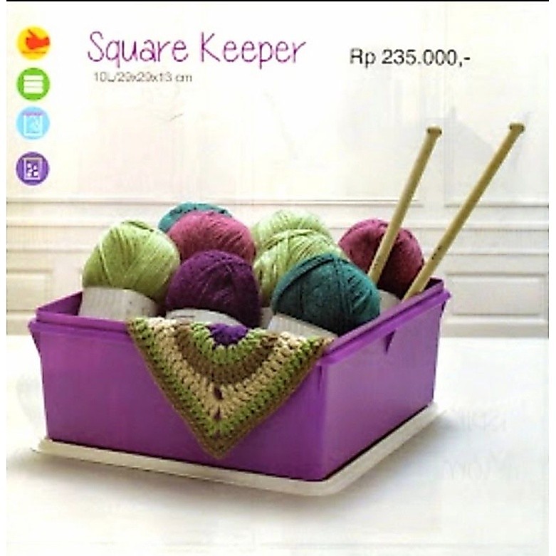 tupperware square keeper 10 liter - wadah benang rajut - tempat serbaguna