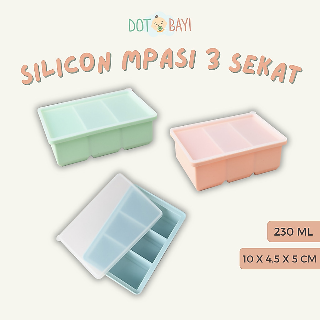 KEIJI (3 Tray) Cetakan Es Batu MPASI Silicon Silikon Ice Cube Tray Tutup