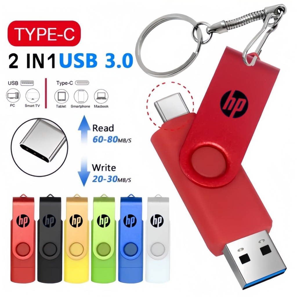 HP FLASHDISK OTG TYPE C USB 1TB/2TB FLASH DRIVE ULTRA DUAL USB 3.0 Flashdisk hp dan laptop
