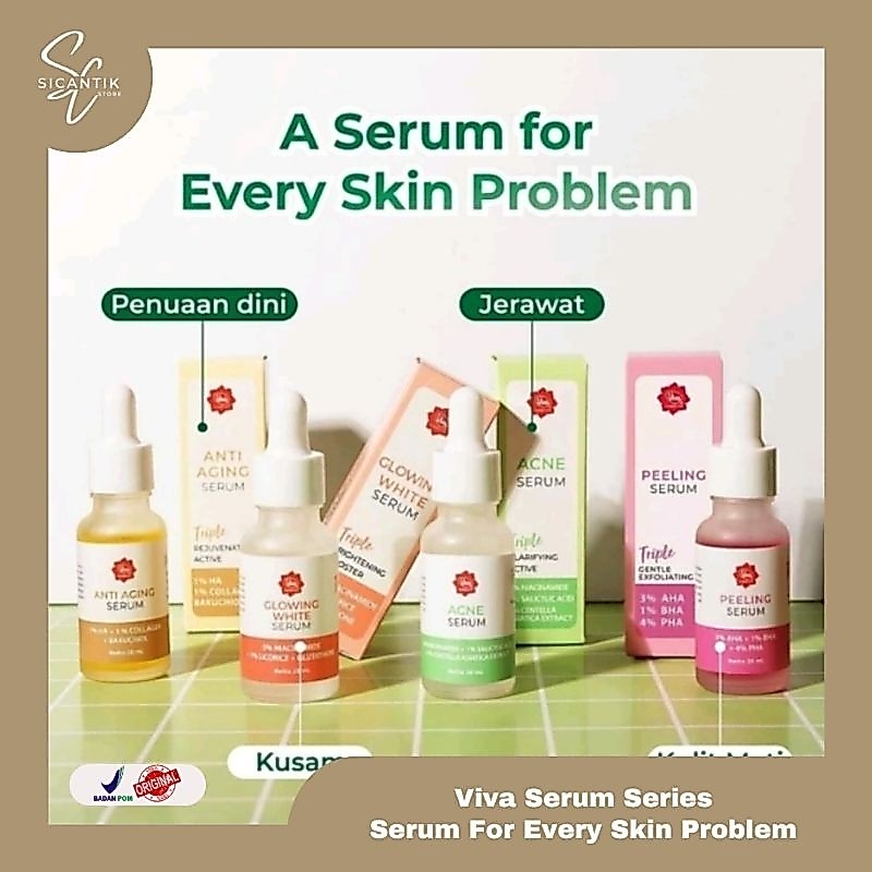 VIVA TRIPLE SERUM GLOWING WHITE SERUM BRIGHTENING BOOSTER | VIVA PEELING SERUM | ACNE SERUM | GLOWIN