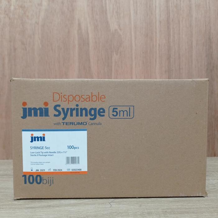 JMI SYRINGE 5CC/ML WITH TERUMO CANNULA [1 BOX 100 PCS]     Berkualitas