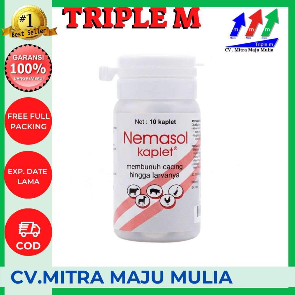 Nemasol 10 Kaplet - Obat Cacing Sapi Kambing Babi Unggas Kerbau Kuda