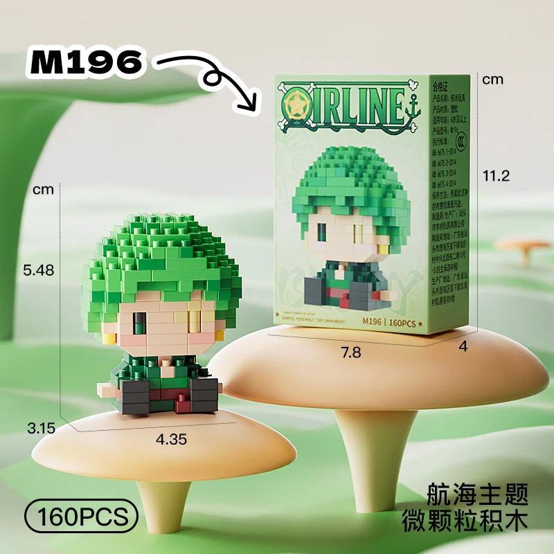 Blok Bangunan Anime One Piece Luffy Nami Usopp Model 3D Robin Franky Jinbe Sanji Mini Bricks Figur M