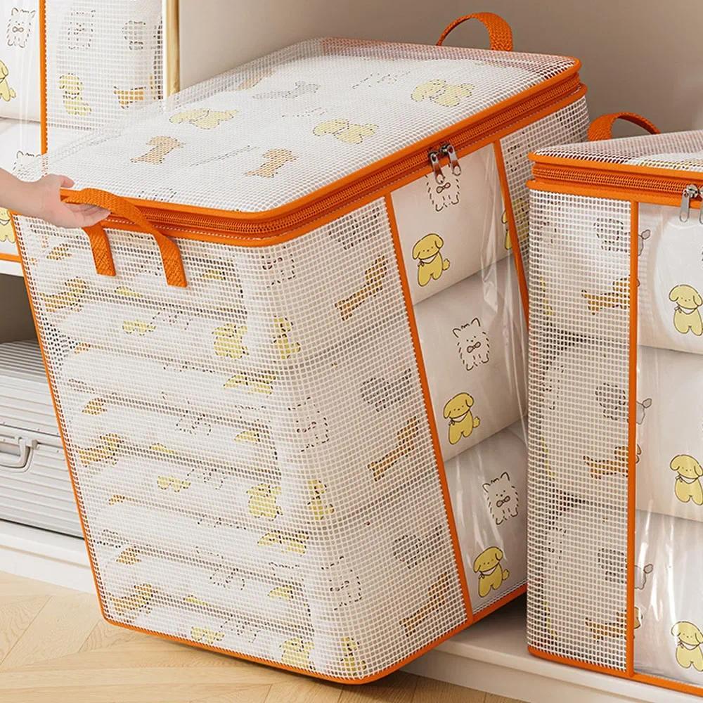 Transparent clothes storage bag, plastic blanket storage bag, zipperfoldable drobe storage bag, bedd