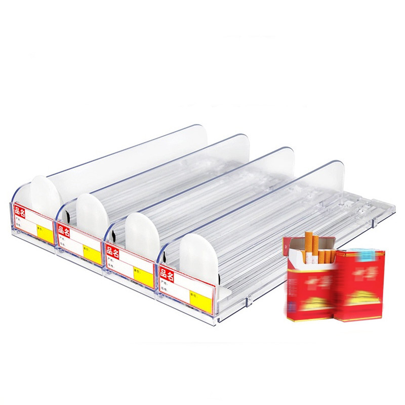 28cm / Rak Akrilik / Pusher Rokok – Display Modern / Dengan Pendorong / Transparan / Rak Etalase