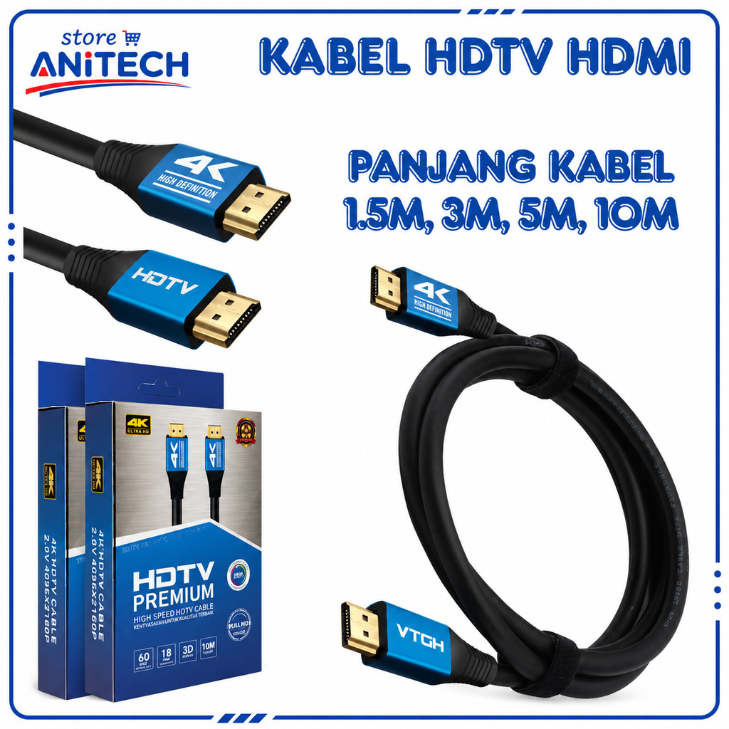 Kabel HDMI Premium 4K UHD High Speed – Support 2160P TV Monitor Proyektor, High Speed HDMI Cable PS4