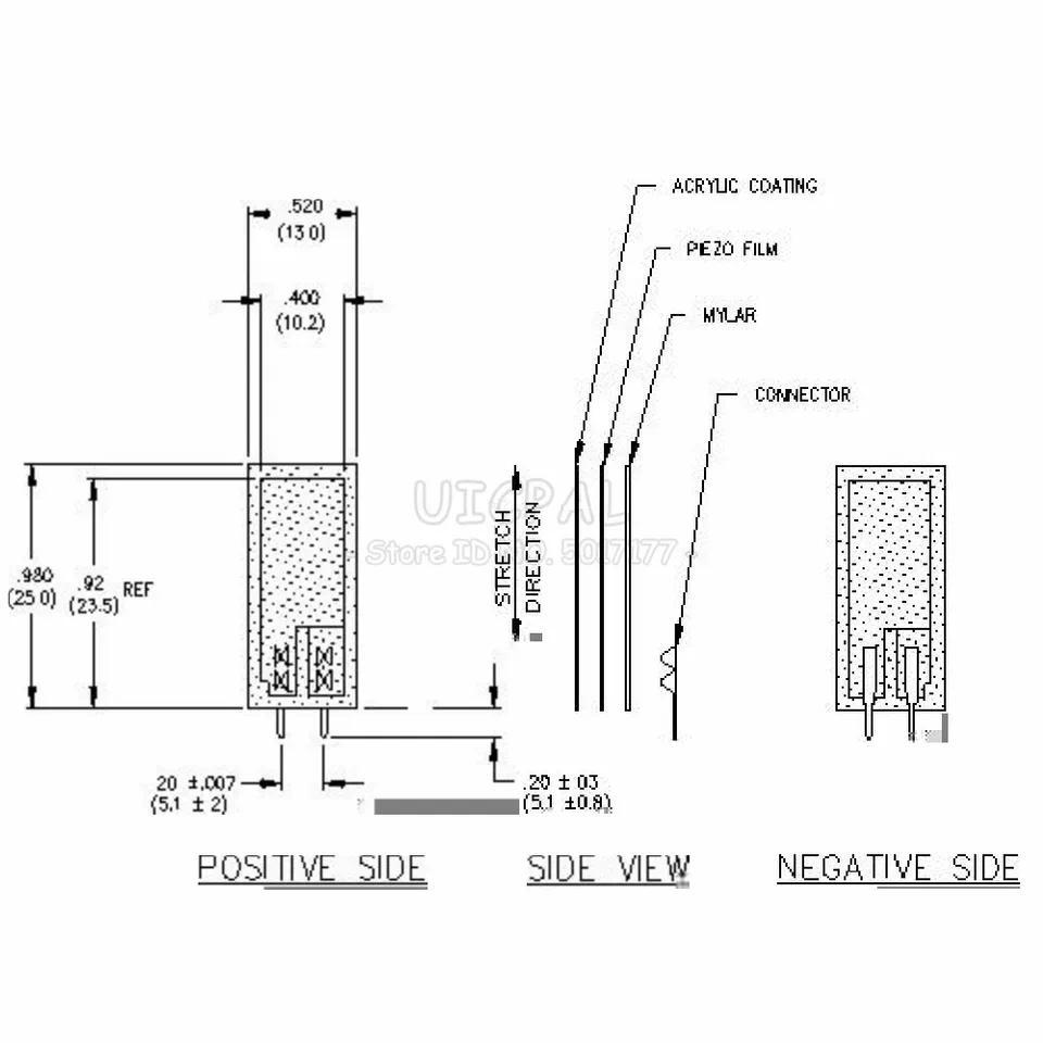 Sensor Getaran Film Piezoelektrik PVDF LDTO-028K dengan Kabel, Penguat Daya, Sensor Tekanan, Modul S
