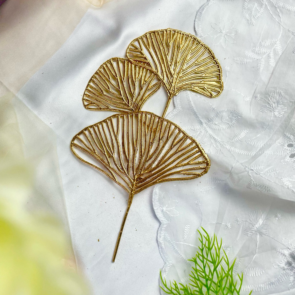SIS.CRAFT DAUN GINKGO Kipas gold DAUN GOLD GINKGO ARTIFICIAL