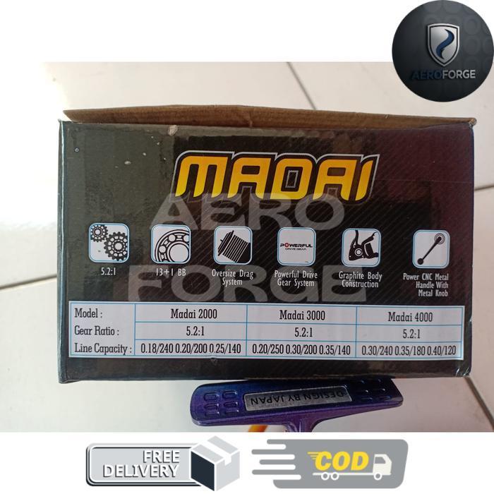Reel Spinning Indigo Madai 800 1000 2000 4000 14BB Metal Handle - 4000
