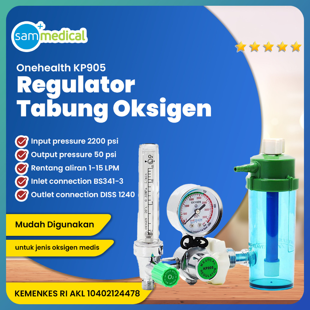 Onehealth Regulator Oksigen / Regulator Oxygen / Medical Regulator Tabung Oksigen