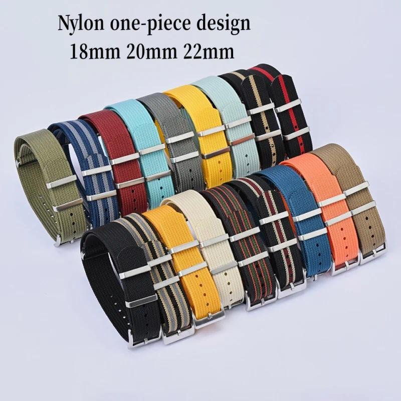 Tali Jam Tangan Nilon Nato Bergaris 18mm 20mm 22mm, Tali Jam Tangan Militer untuk Pria, untuk Swatch