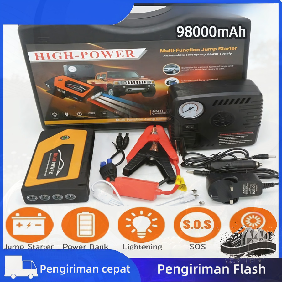 Power Bank 12V Super Besar 99800mAh Jumper Aki Mobil Darurat Powerbank USB Multifungsi Senter LED Te