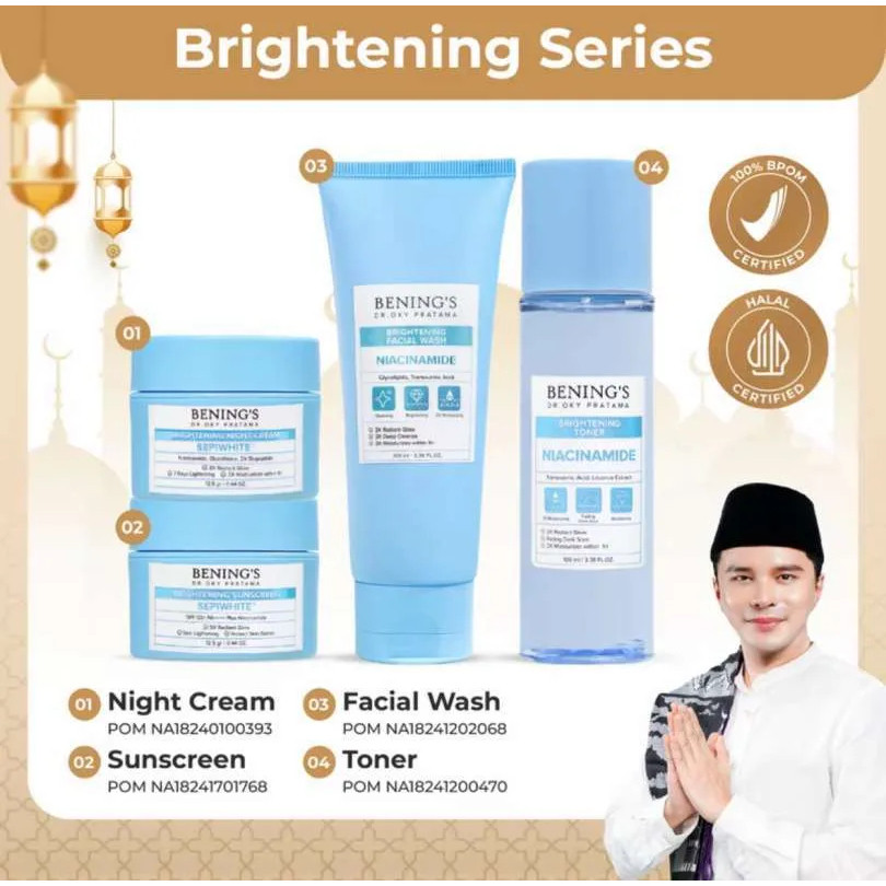 PROMO BENING'S PAKET DARKSPOT ACNE BRIGHTENING - Wajah Glowing by Benings Skincare Dr Oky Klinik