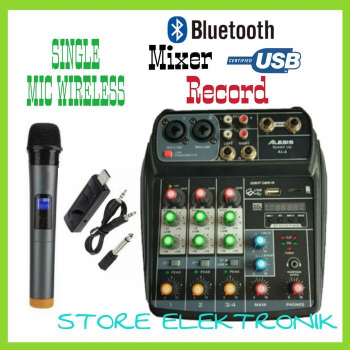 Mixer 4 Channel Speed Up AL-4 Plus Mic Single Wireless Usb Record