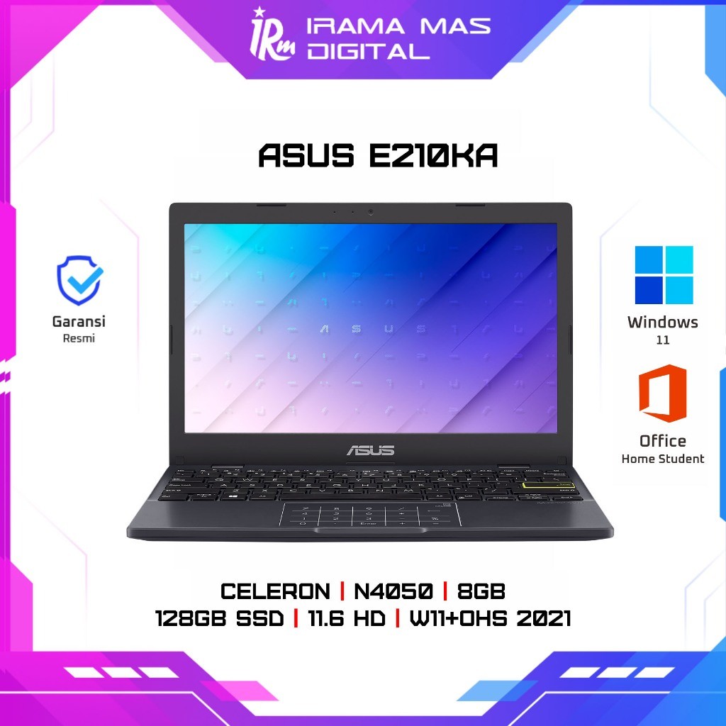 LAPTOP ASUS E210KA CELERON N4050/8GB/128GB SSD/11.6 HD/W11+OHS 2021 - (PEACOCK BLUE, STAR BLACK, DRE
