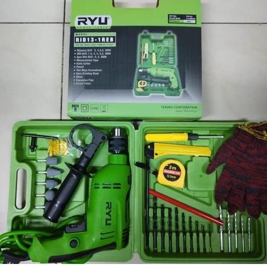 MESIN BOR SET 13MM RYU TEKIRO BOR TEMBOK BOR BESI BOR KAYU SET