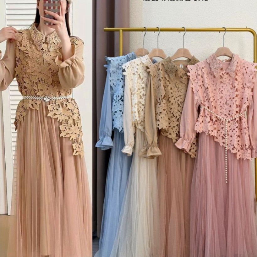 Gamis tutu brukat/ Gamis vest brukat/ Dress import premium vest tutu salsa