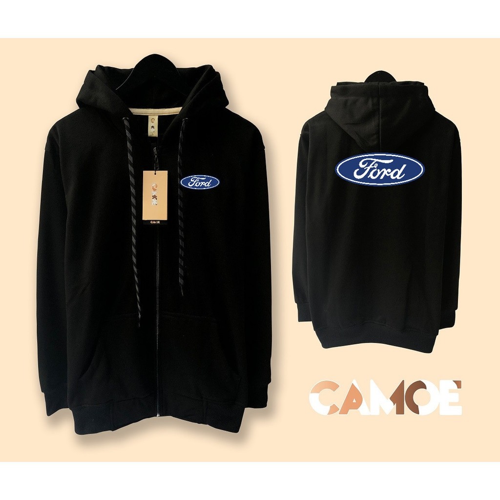 Jaket Hoodie Zipper Ford logo Flat