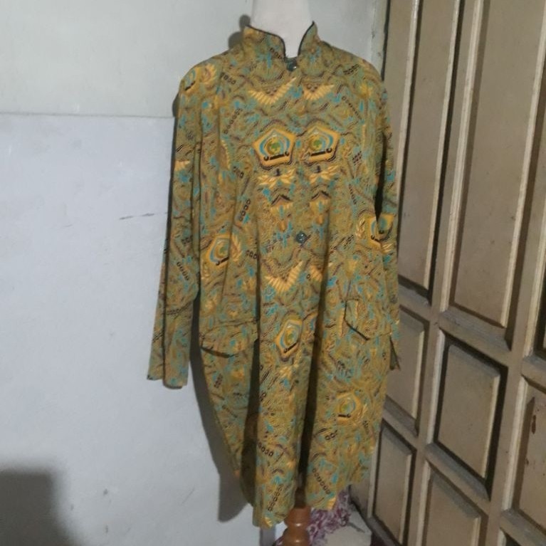 Tunik Batik Hijau Baju Pengajar Bekas Pakaian Wanita