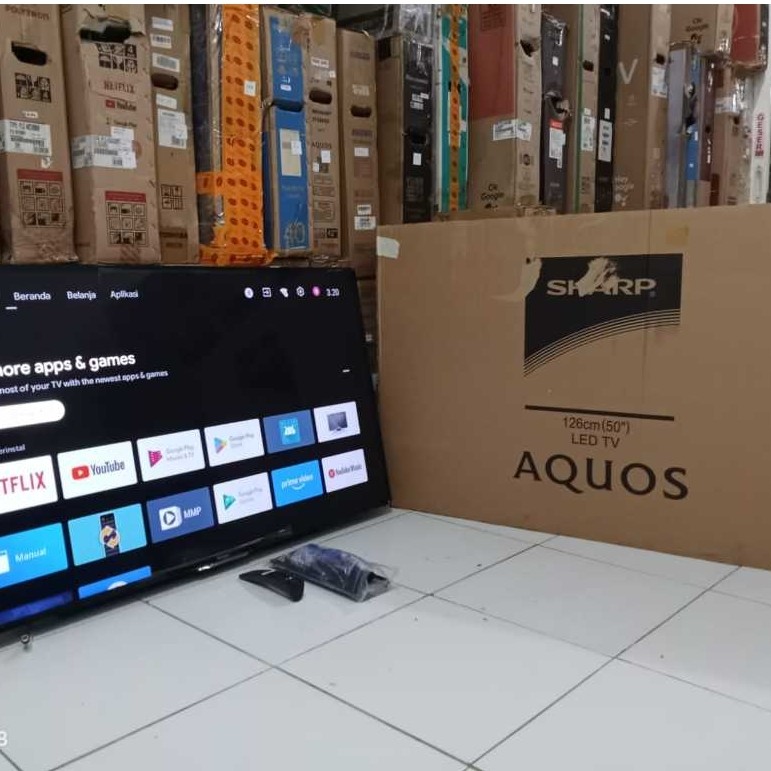 ANDROID TV LED SHARP 50 INC SUDAH DIGITAL KONDISI BEKAS MASIH SEGEL (097)
