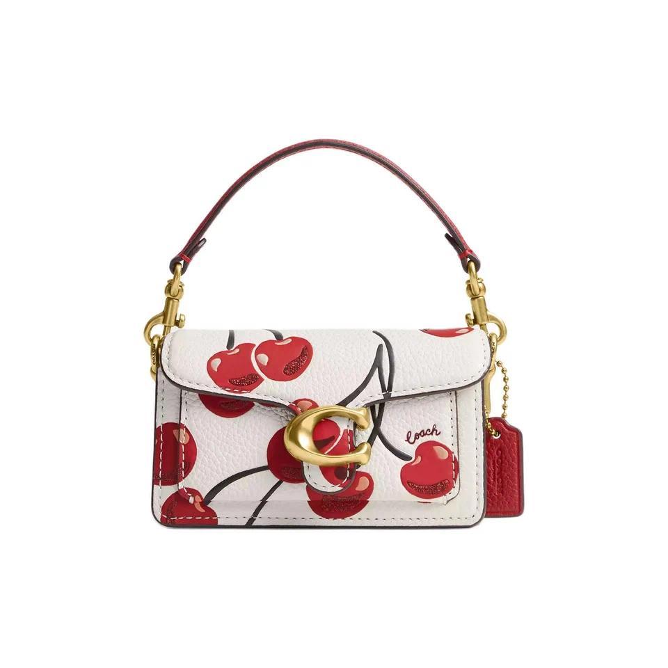 COACH Tabby Leather Handbag Mini Women's White & Red CZ520-B4CAH