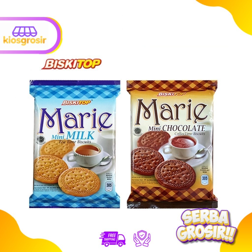 KIOSGROSIR Biskitop Gloria Marie Mini Milk - Chocolate Biscuit 305 g Biskuit Coklat Susu