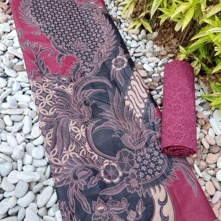 KAIN BATIK MERAH - MAROON / BAHAN KATUN