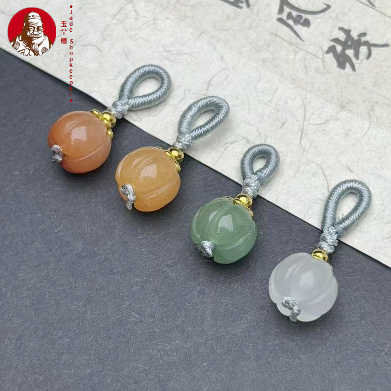 Giok Dongling alami, liontin giok putih sutra emas labu, liontin aksesori DIY