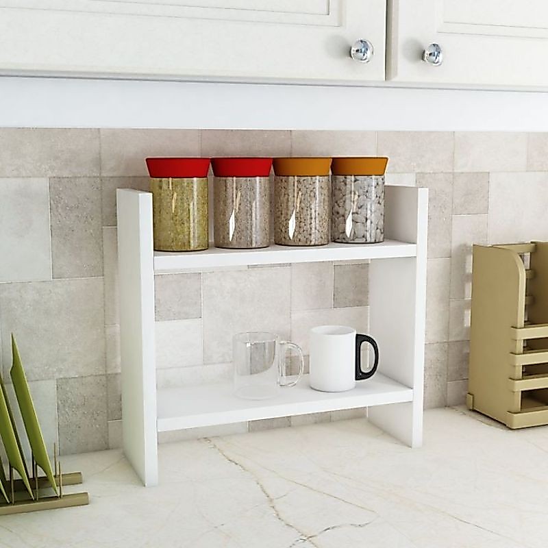 Rak Bumbu Aesthetic Putih Rak Gelas Serbaguna Kayu