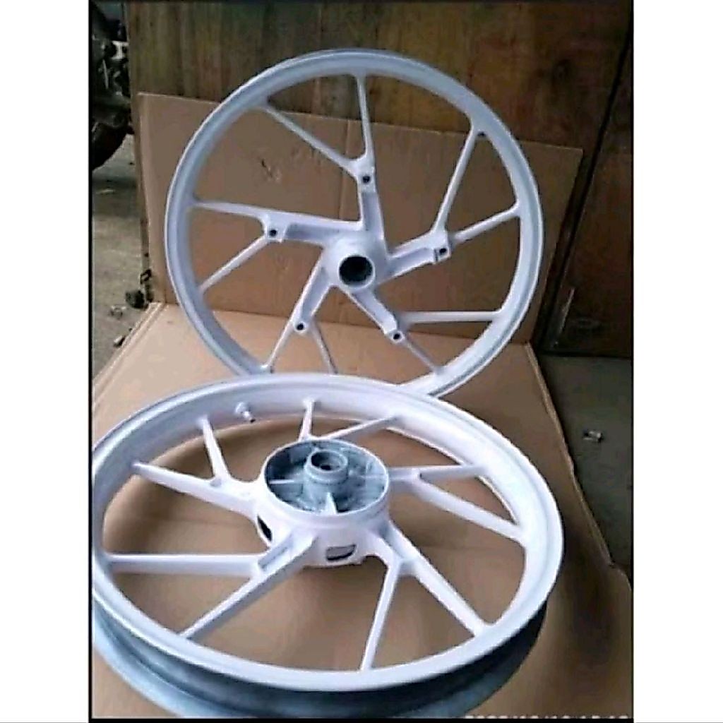 VELG RACING 1SET DEPAN BELAKANG MOTOR SUZUKI SATRIA FU 150 ORIGINAL COPOTAN REPAINT PUTIH TINGGAL PA