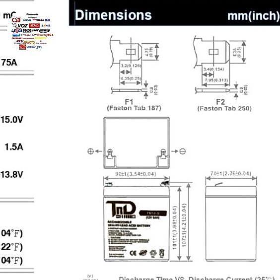 Baterai UPS aki kering TND 12-5 12v 5Ah TND 12V 5Ah Batre