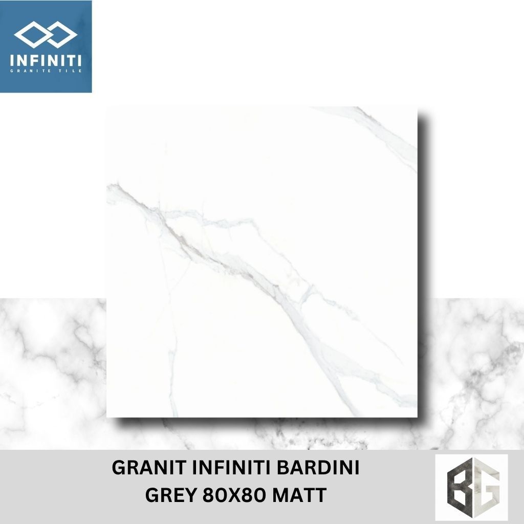 Granit Lantai Infiniti Bardini Grey 80x80 Matt Motif Marmer