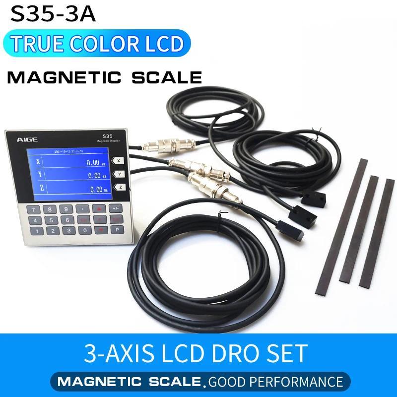 Sensor Skala Perpindahan Linear Magnetik DRO 3 Axis LCD Berkualitas Tinggi, Encoder CNC untuk Mesin 